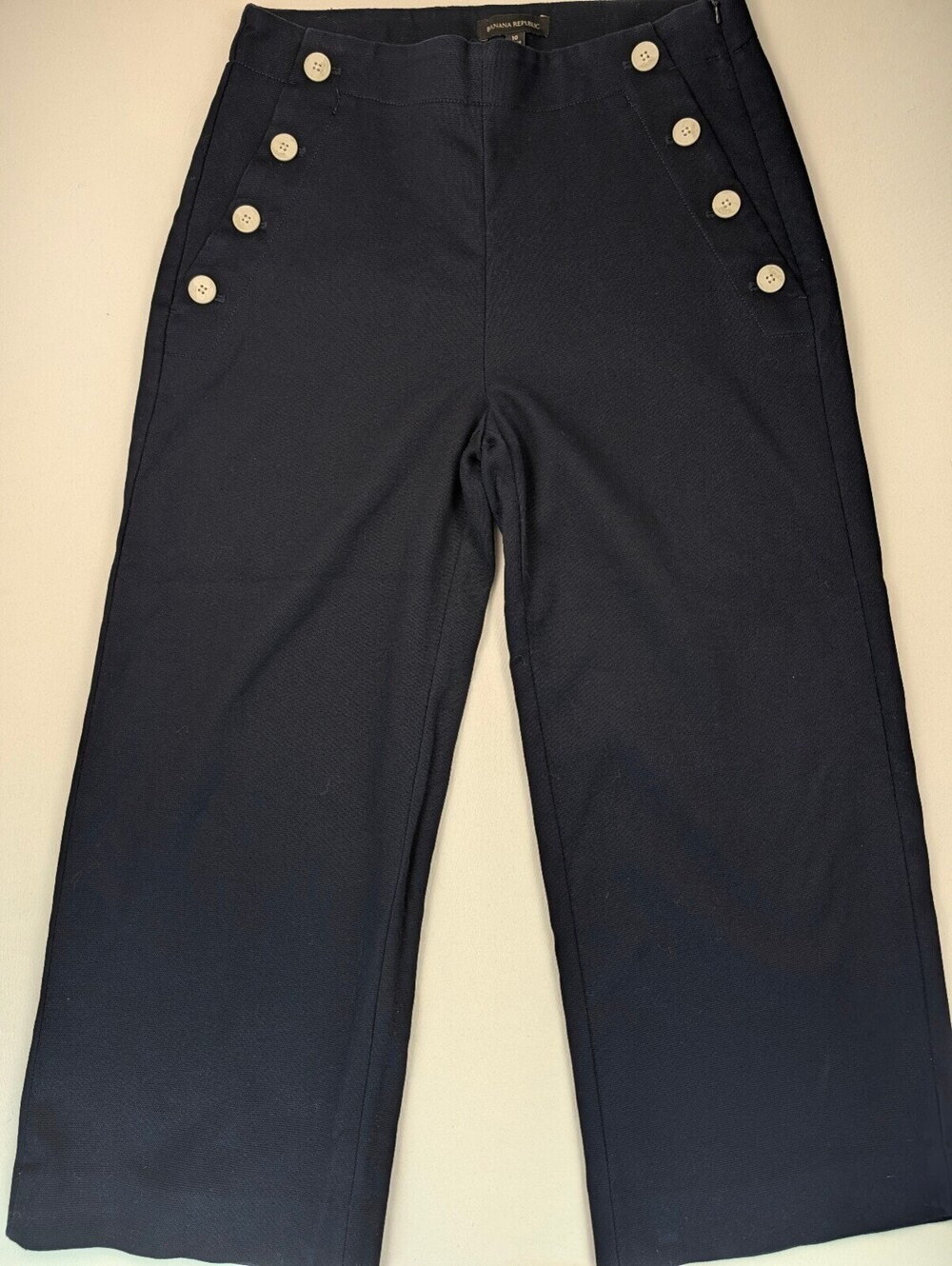 Banana Republic Navy Blue Wide Leg Pants with Button Detail